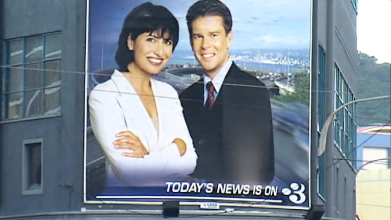 A billboard advertising TV3's news in the late-1990s.