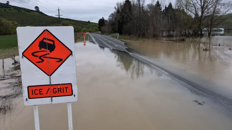 A flooded road near Athol.