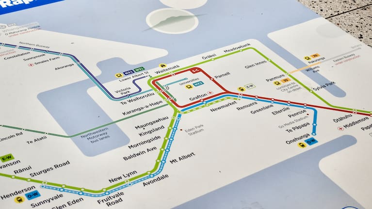 A floor print-out of the new Auckland network map.