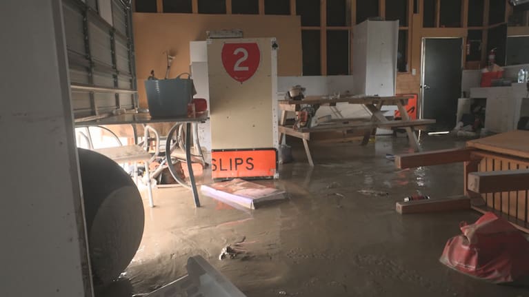 A house muddied after heavy flooding in Gisborne.