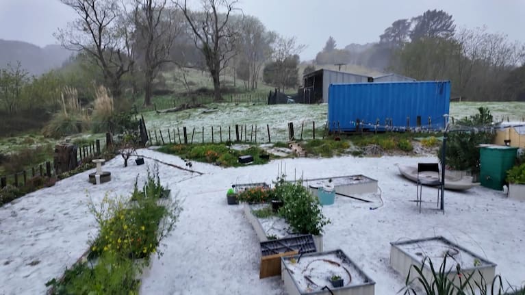 A "massive amount of hail and bad weather" in Gisborne.