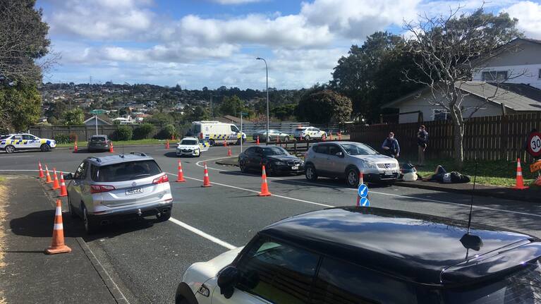 A police cordon in West Auckland.