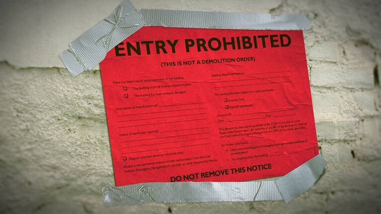 A red sticker notice on a property (file image).