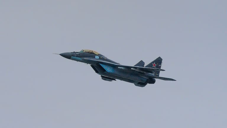 A Russian SU30 at a military parade in 2021.