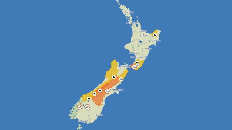 A series of fronts embedded within a strong, moist northwest flow is expected to bring heavy rain and severe gales to many South Island areas and parts of the North Island.