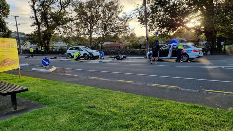 Accident scene in Mt Eden, Auckland on March 31, 2023.