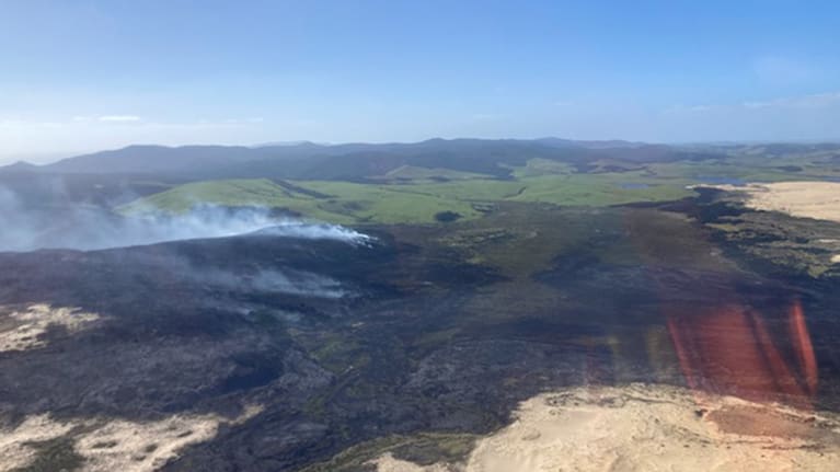 Aerial view of the fire near Cape Reinga.