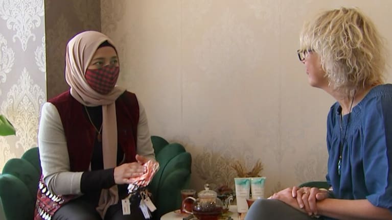Uniting Canterbury Women group members Zahra Hussaini and Jo Bailey.