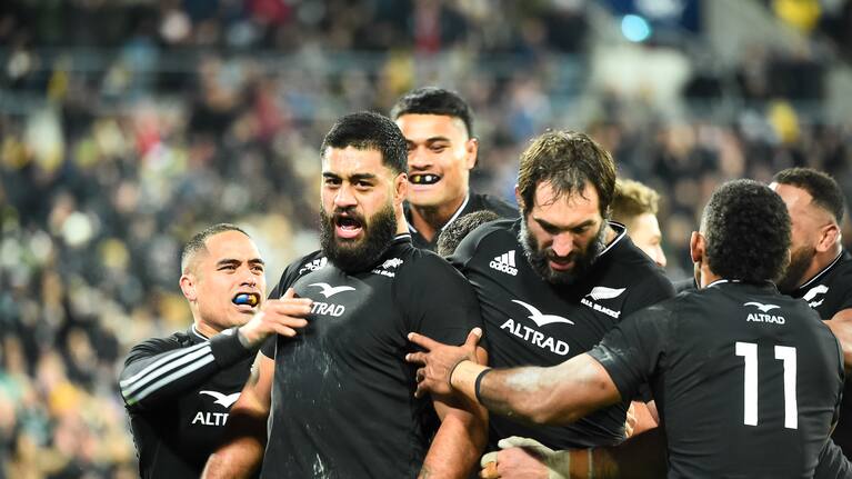 Flanker Akira Ioane, second from left, scored a fine individual try against Ireland in Wellington.