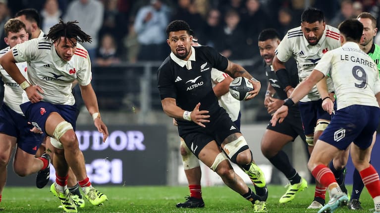 All Blacks loose forward Ardie Savea makes a break against France during the third Test last month.