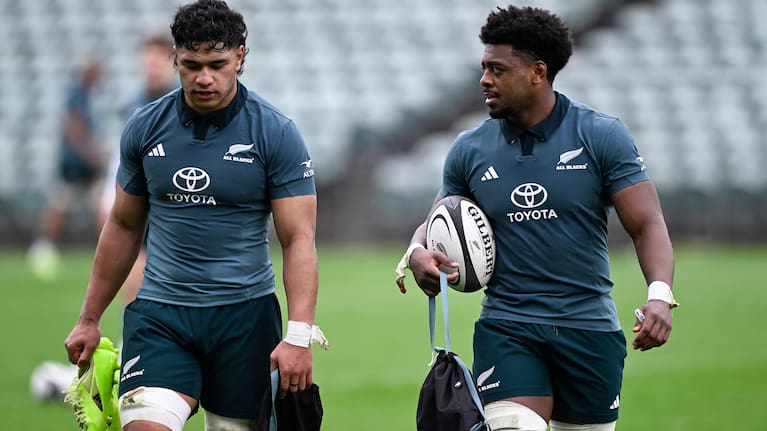 All Blacks loose forwards Peter Lakai, right, and Wallace Sititi.