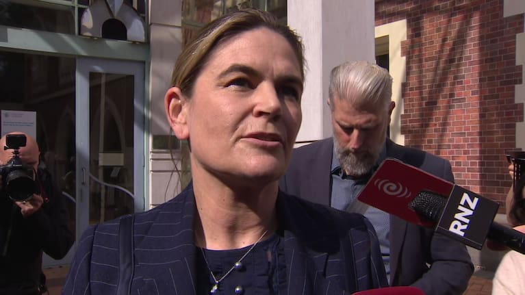 Alysha McClintock, Crown Solicitor for the prosecution team speaks outside court.