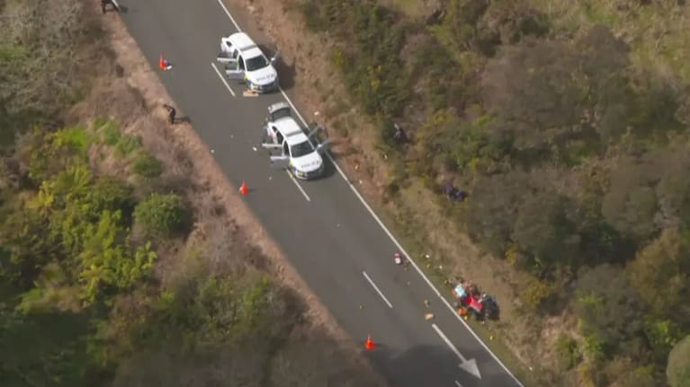 An aerial photo of the scene where Marokopa fugitive Tom Phillips opened fire on police before being gunned down himself.