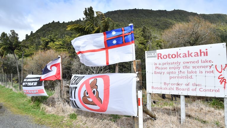 An anti-pipeline protest has resumed at sacred Lake Rotokākahi.