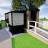 An artist's impression of a bus stop with a bus driver toilet installed behind it.