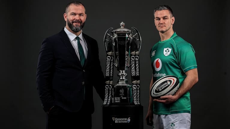 Ireland coach Andy Farrell, left, and captain Jonathan Sexton at the recent Six Nations launch.