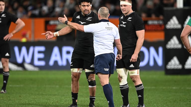 Ardie Savea and Sam Cane play against Ireland in 2022
