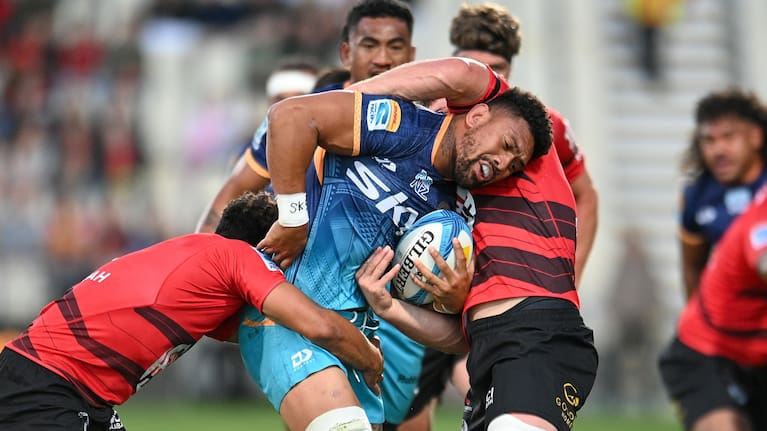 Ardie Savea in typical ball carrying mode for Moana Pasifika.