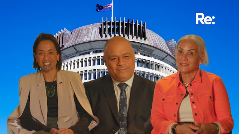 L-R: Oriini Kaipara (Te Pāti Māori), Peeni Henare (Labour) and Hannah Tamaki (Vision NZ).