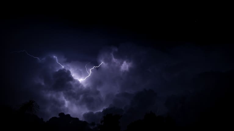 Lightning on a cloudy night.