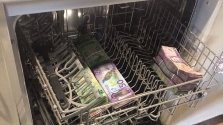 Cash in dishwasher.