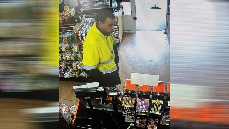 CCTV footage of the wanted man in a store on Normans Rd.