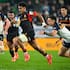 Chiefs wing Emoni Narawa makes a break against the Brumbies during his team's semifinal win.
