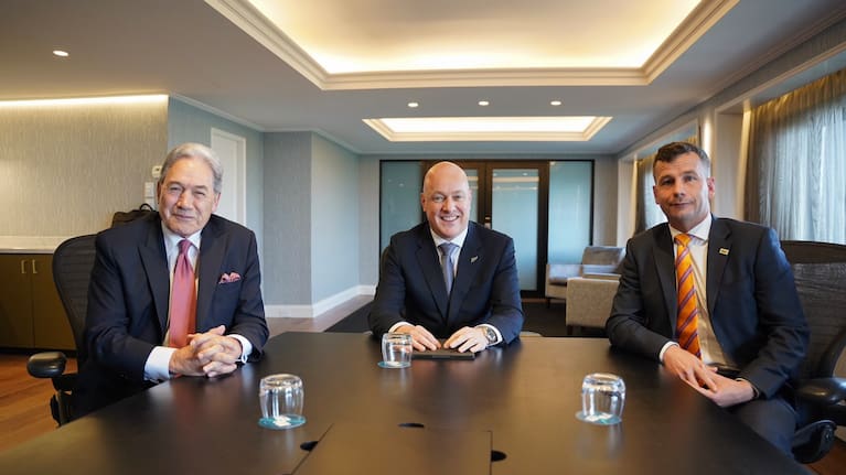 Christopher Luxon, Winston Peters and David Seymour.