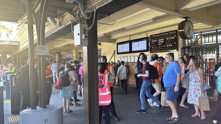Commuters stranded by the train outage in Wellington on January 10, 2024.