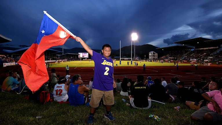 Moana Pasifika's supporters at Apia Park for the match against the Reds.