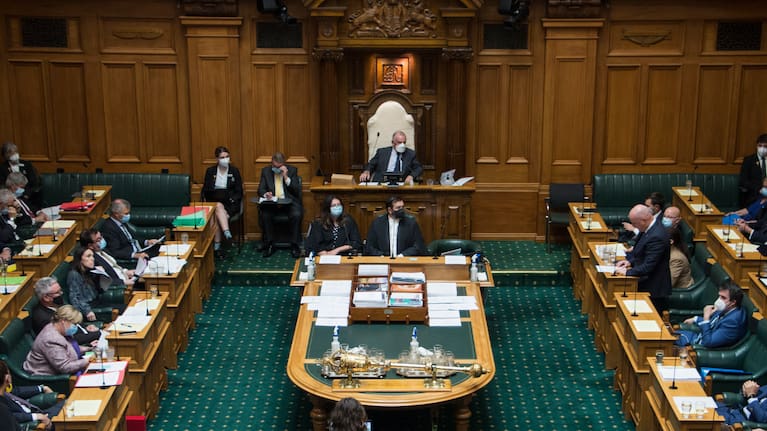 Danica Loulié-Wijtenburg next to the Clerk of the House during question time, April 6.