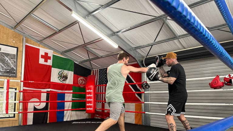 David Light training with coach, Isaac Peach.