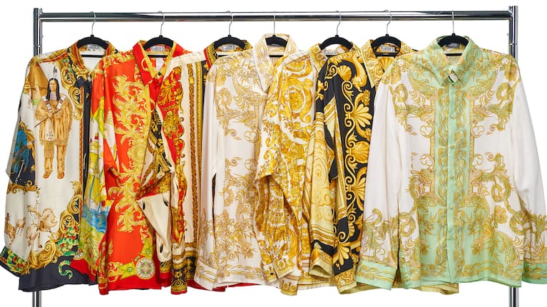 There are more than 100 Versace silk shirts in the sale.