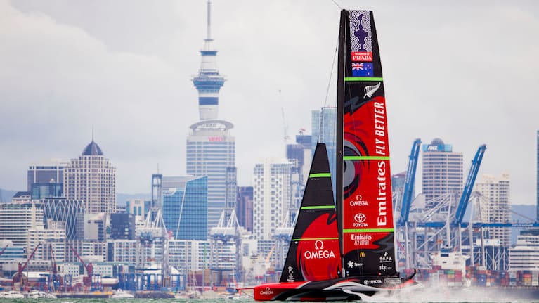 Emirates Team New Zealand racing in Auckland in 2021