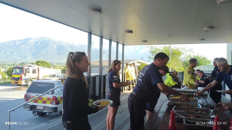 FENZ crews get a feed as they monitor hot spots in Kaikōura.