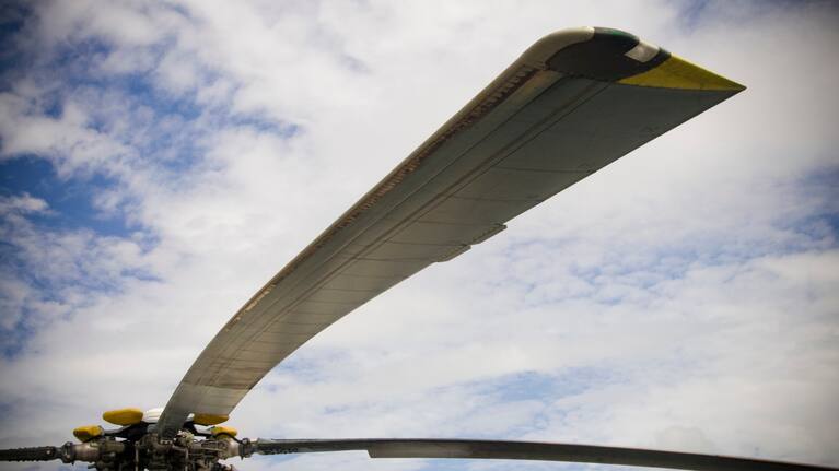 File image: Detail of a long helicopter rotor.
