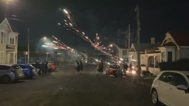 Fireworks were fired at police officers on Castle St last night.