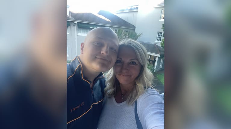 Fletcher and Gretchen after his final full week of chemo treatment.