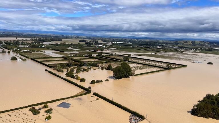 A view of some of the flooding that followed Cyclone Gabrielle.
