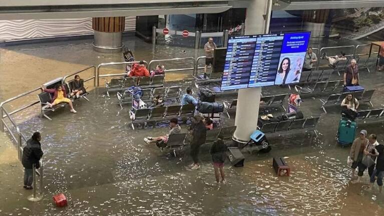 Flooding at Auckland Airport.