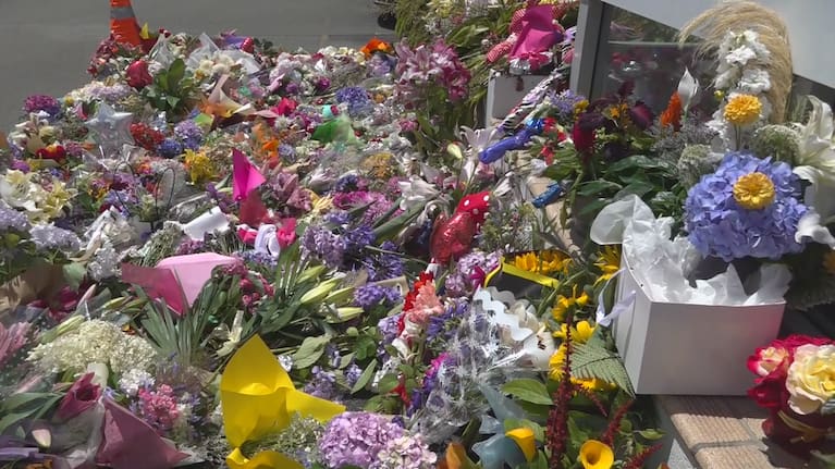 Flowers in front of Nelson's central police station on Friday morning.