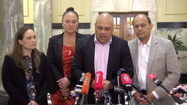 From left: Manurewa MP Arena Williams, acting Labour leader Carmel Sepuloni, List MP Peeni Henare, and List MP Willie Jackson.