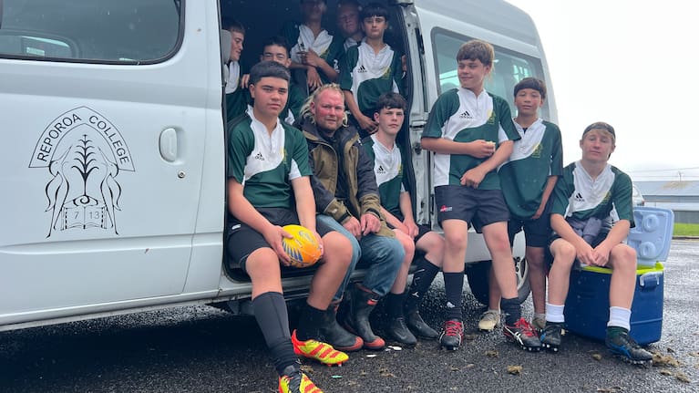Gareth Copsey and Reporoa College rugby players