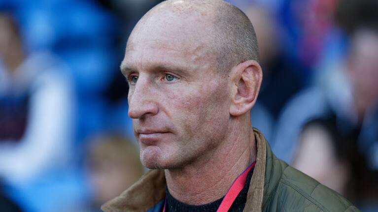 CARDIFF, WALES - OCTOBER 20: Former Wales international rugby player Gareth Thomas stands at the side of the pitch during the Premier League match between Cardiff City and Fulham FC at the Cardiff City Stadium on October 20, 2018 in Cardiff, Wales. (Photo by Athena Pictures/Getty Images)