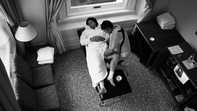 George Duncan spends time with Doug Howlett ahead of a Tri Nations Test against the Springboks in 2007.