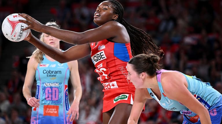 Silver Ferns shooter Grace Nweke in action for the Swifts in April.