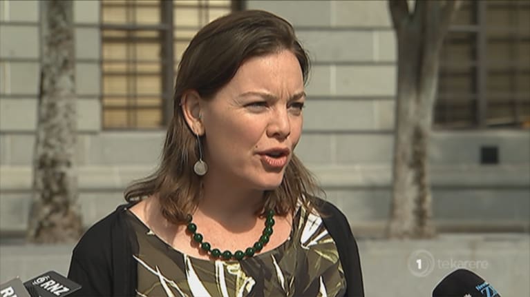 Close up shot of Julie-Anne Genter speaking to press