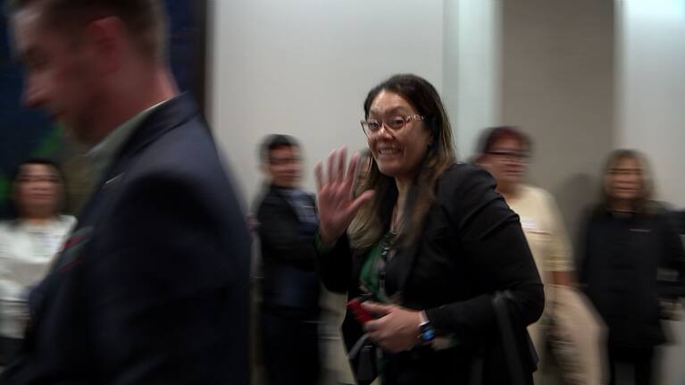 Health NZ chief executive Margie Apa raises a hand to questions on Wednesday.