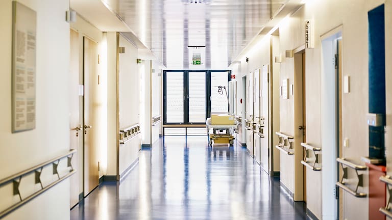 Hospital bed corridor.