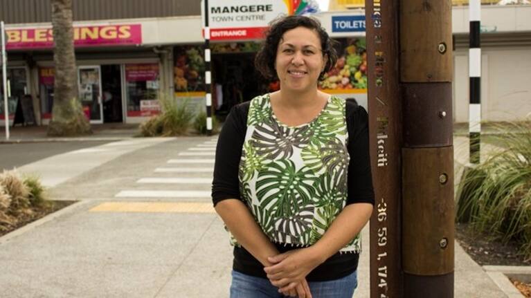 I AM Māngere chief executive Toni Helleur outside the Māngere Town Centre.